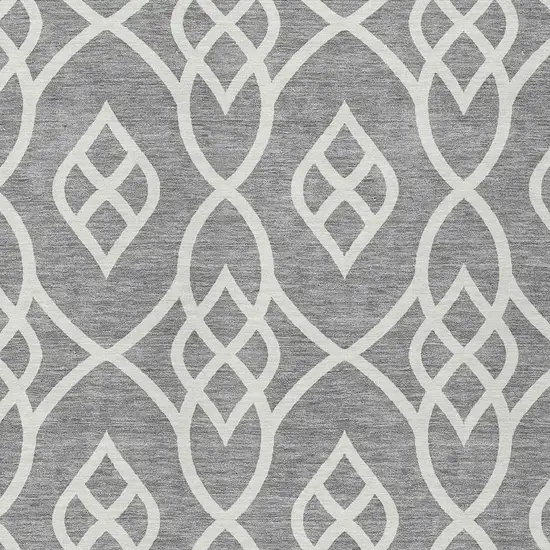 Gray And Ivory Trellis Washable Indoor Outdoor Area Rug Photo 6