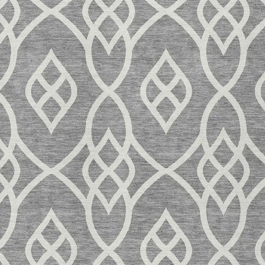 Gray And Ivory Trellis Washable Indoor Outdoor Area Rug Photo 6