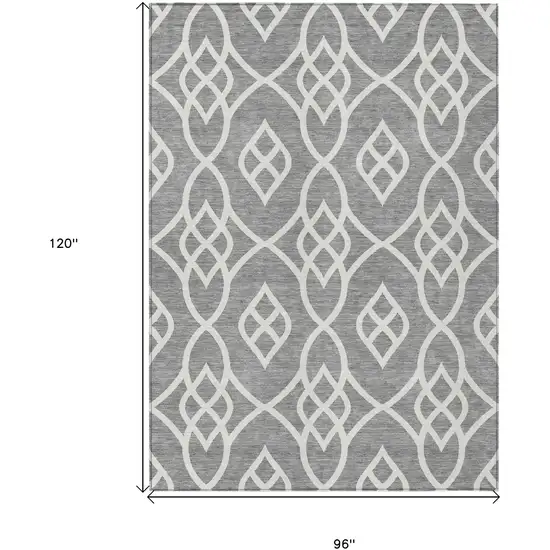 Gray And Ivory Trellis Washable Indoor Outdoor Area Rug Photo 3