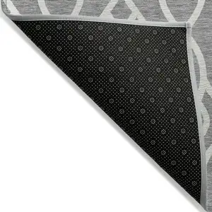 Photo of Gray And Ivory Trellis Washable Indoor Outdoor Area Rug