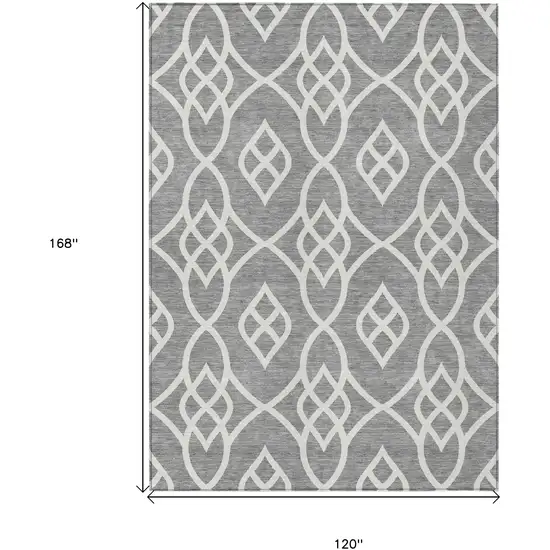 Gray And Ivory Trellis Washable Indoor Outdoor Area Rug Photo 3