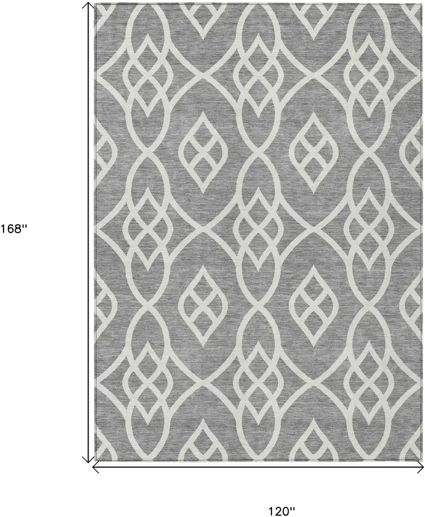 Gray And Ivory Trellis Washable Indoor Outdoor Area Rug Photo 3