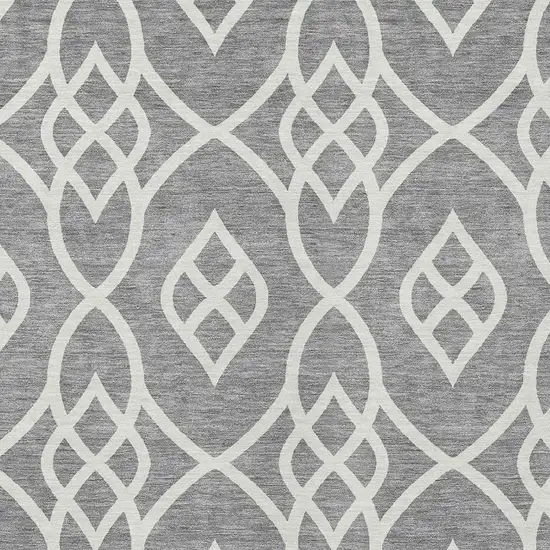 Gray And Ivory Trellis Washable Indoor Outdoor Area Rug Photo 6