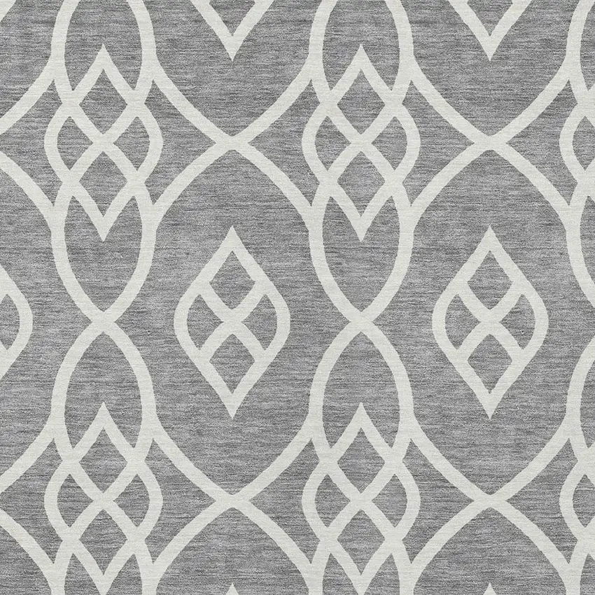 Gray And Ivory Trellis Washable Indoor Outdoor Area Rug Photo 6