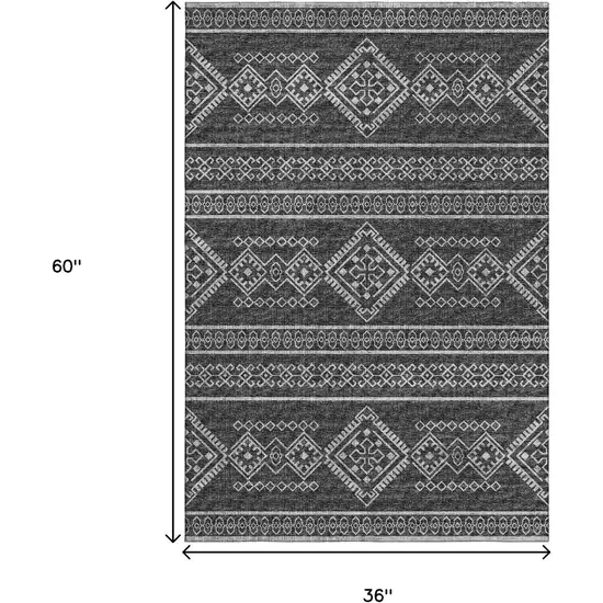 Gray And Ivory Tribal Washable Area Rug With UV Protection Photo 3