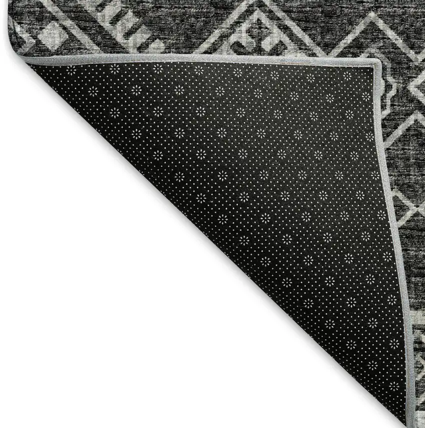 Gray And Ivory Tribal Washable Area Rug With UV Protection Photo 6