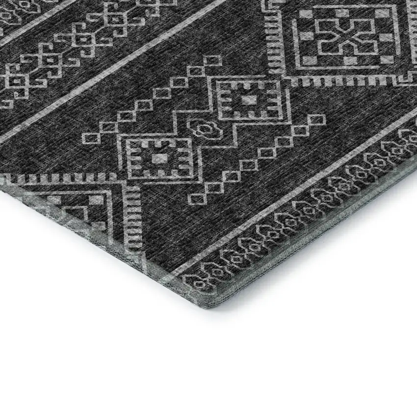 Gray And Ivory Tribal Washable Area Rug With UV Protection Photo 7