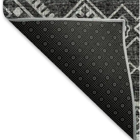 Gray And Ivory Tribal Washable Area Rug With UV Protection Photo 6
