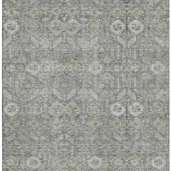 Gray And Ivory Tribal Washable Area Rug With UV Protection Photo 3