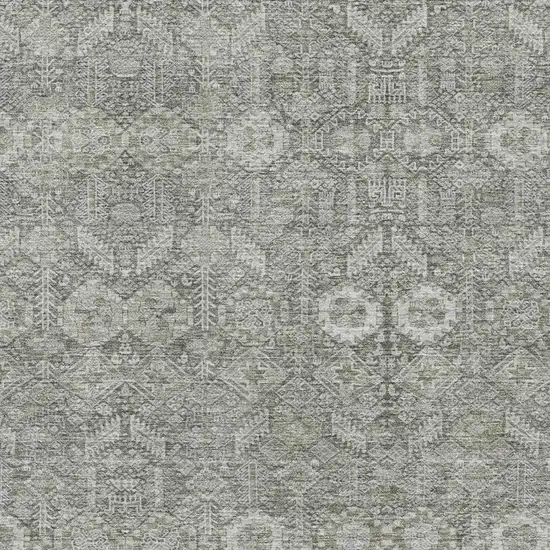 Gray And Ivory Tribal Washable Area Rug With UV Protection Photo 3