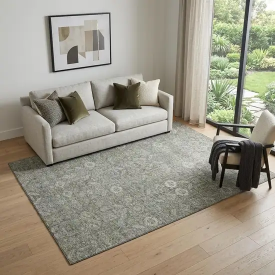 Gray And Ivory Tribal Washable Area Rug With UV Protection Photo 1