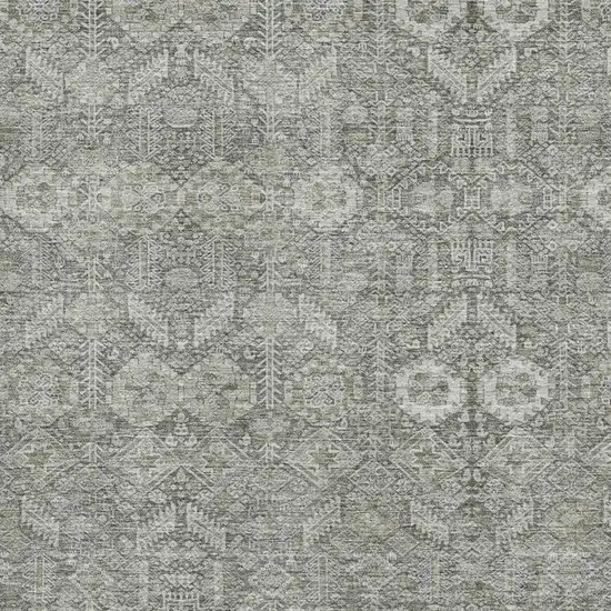 Gray And Ivory Tribal Washable Area Rug With UV Protection Photo 3
