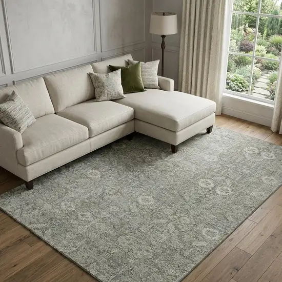 Gray And Ivory Tribal Washable Area Rug With UV Protection Photo 1