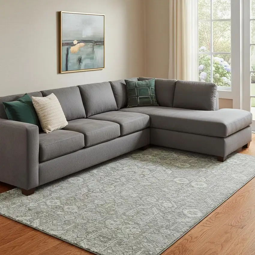 Gray And Ivory Tribal Washable Area Rug With UV Protection Photo 1