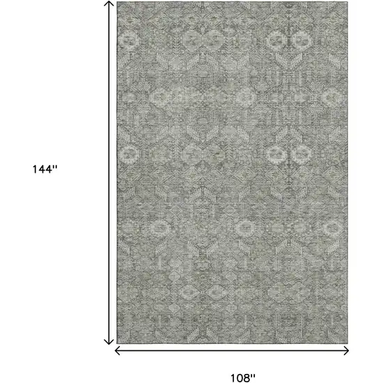 Gray And Ivory Tribal Washable Area Rug With UV Protection Photo 3