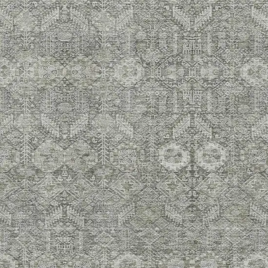 Gray And Ivory Tribal Washable Area Rug With UV Protection Photo 3