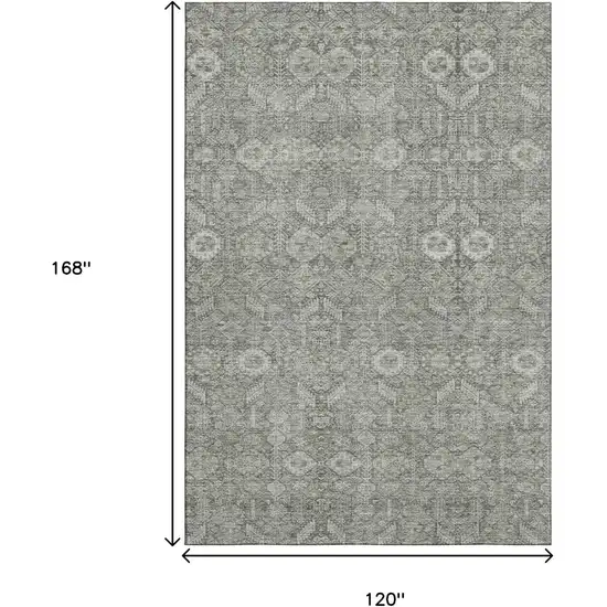 Gray And Ivory Tribal Washable Area Rug With UV Protection Photo 3