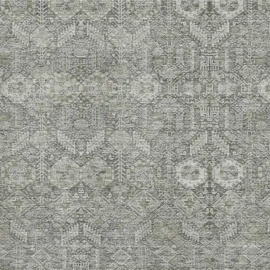 Gray And Ivory Tribal Washable Area Rug With UV Protection Photo 3