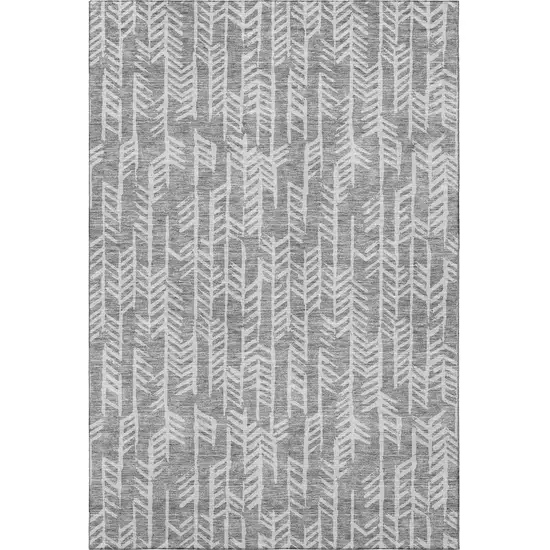 Gray And Ivory Tribal Washable Area Rug With UV Protection Photo 3