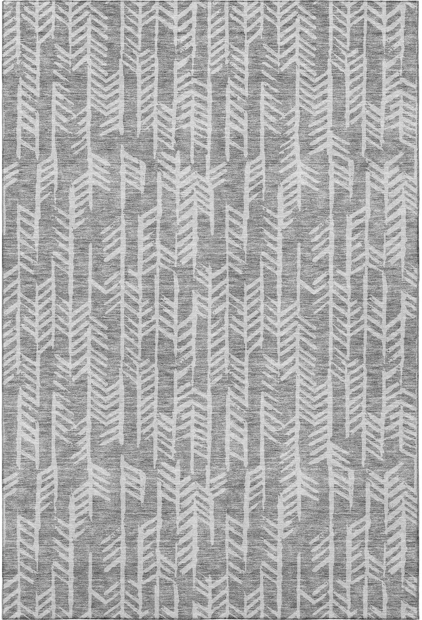 Gray And Ivory Tribal Washable Area Rug With UV Protection Photo 3