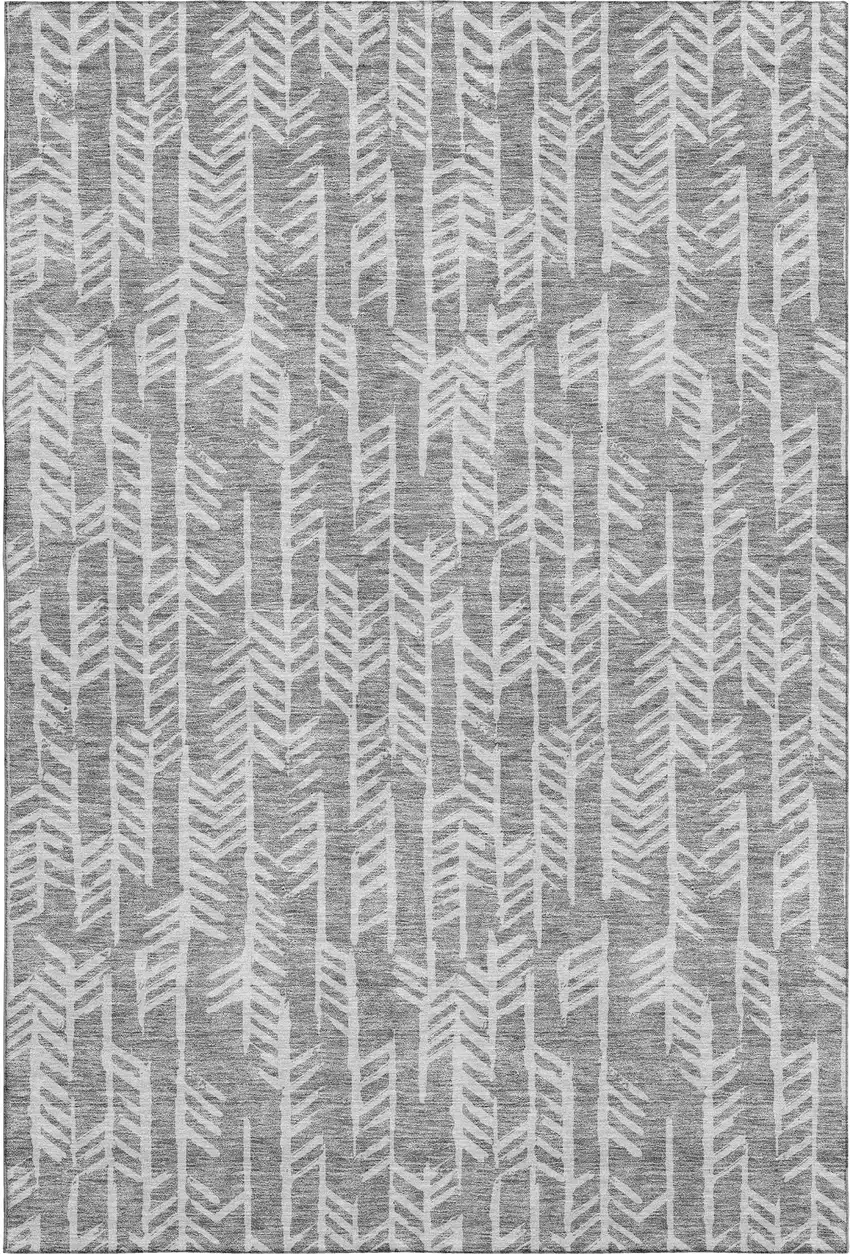 Gray And Ivory Tribal Washable Area Rug With UV Protection Photo 1
