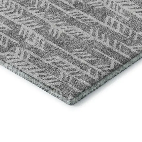 Gray And Ivory Tribal Washable Area Rug With UV Protection Photo 8