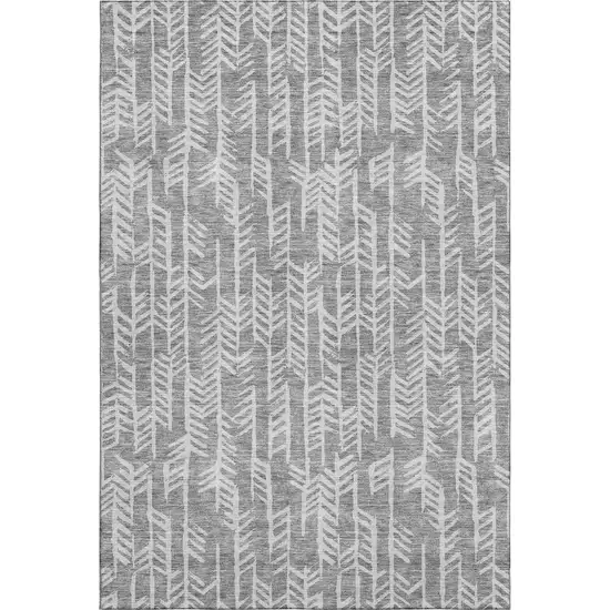 Gray And Ivory Tribal Washable Area Rug With UV Protection Photo 1