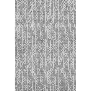 Photo of Gray And Ivory Tribal Washable Area Rug With UV Protection