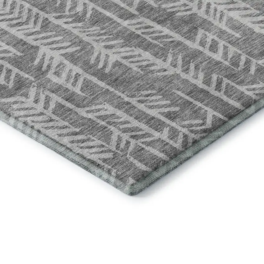 Gray And Ivory Tribal Washable Area Rug With UV Protection Photo 8