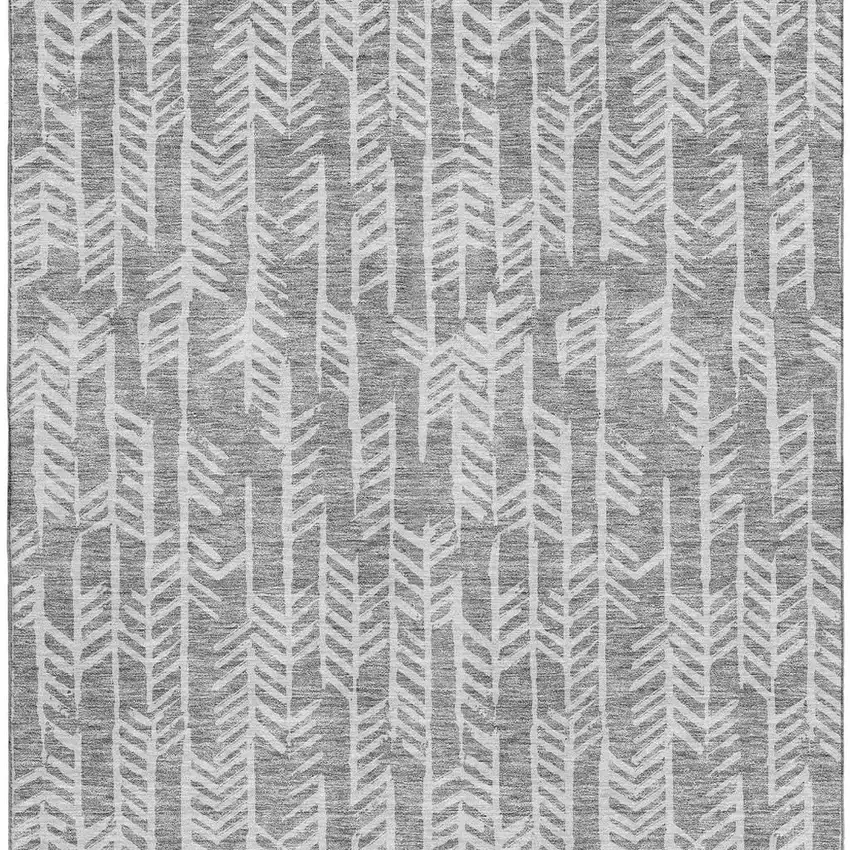 Gray And Ivory Tribal Washable Area Rug With UV Protection Photo 4