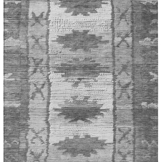 Gray And Ivory Tribal Washable Indoor Outdoor Area Rug Photo 4