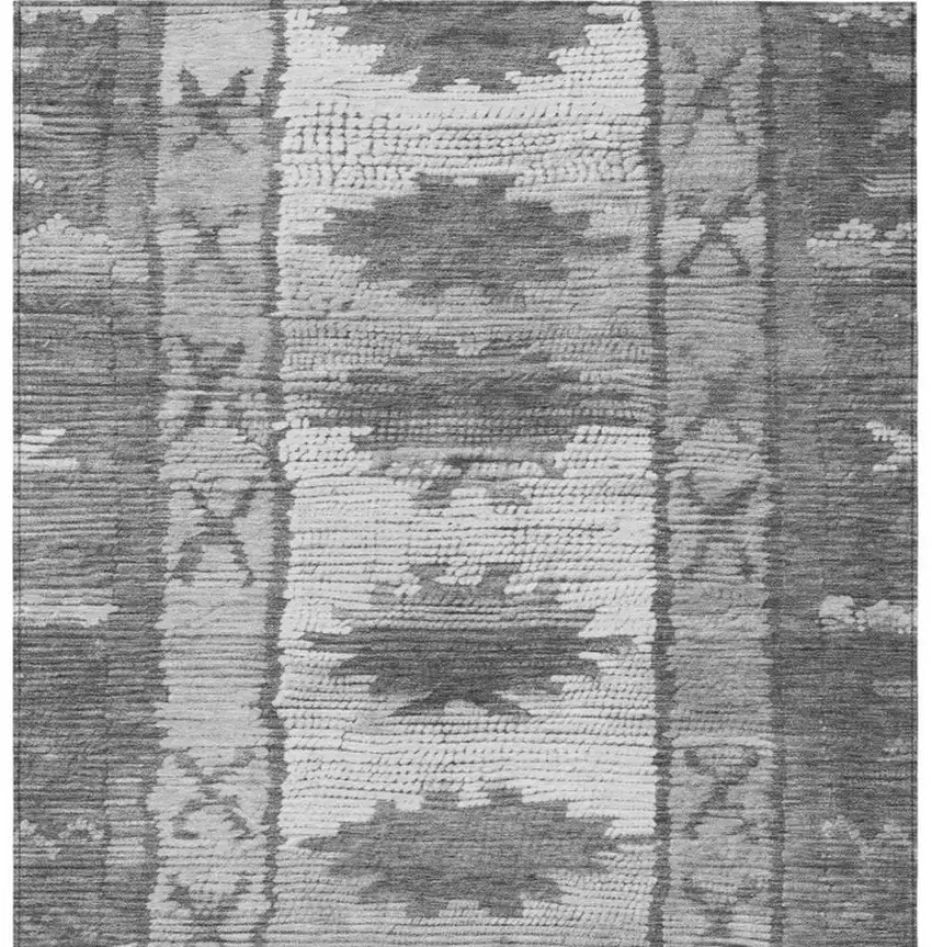 Gray And Ivory Tribal Washable Indoor Outdoor Area Rug Photo 4