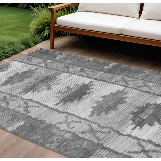 Gray And Ivory Tribal Washable Indoor Outdoor Area Rug Photo 2