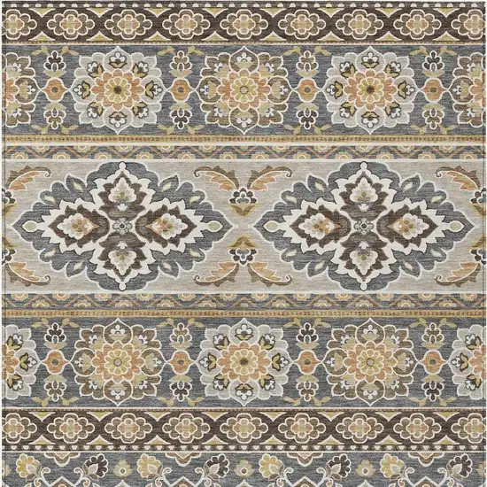 Gray And Ivory Tribal Washable Indoor Outdoor Area Rug Photo 3