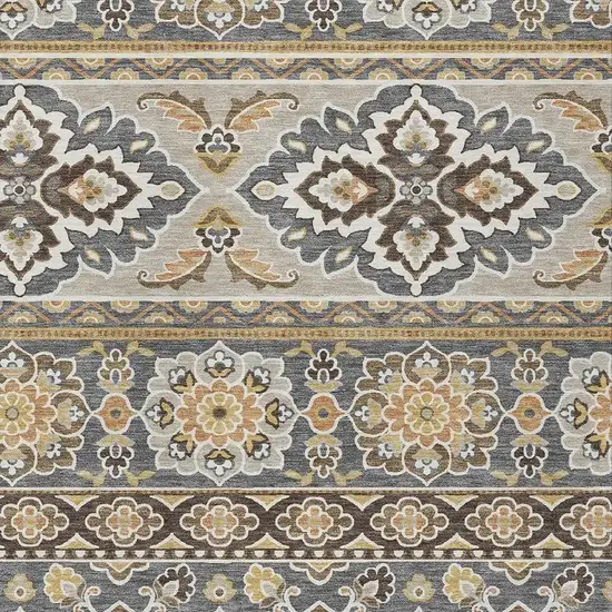 Gray And Ivory Tribal Washable Indoor Outdoor Area Rug Photo 4