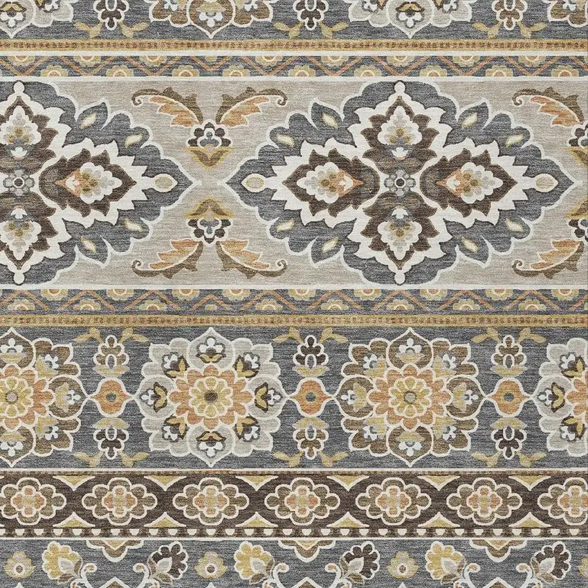 Gray And Ivory Tribal Washable Indoor Outdoor Area Rug Photo 4