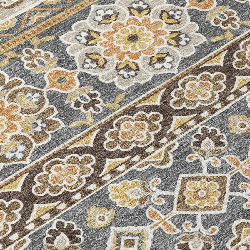 Gray And Ivory Tribal Washable Indoor Outdoor Area Rug Photo 7
