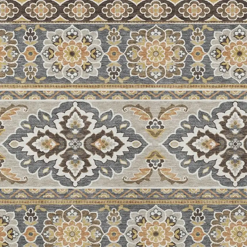 Gray And Ivory Tribal Washable Indoor Outdoor Area Rug Photo 5
