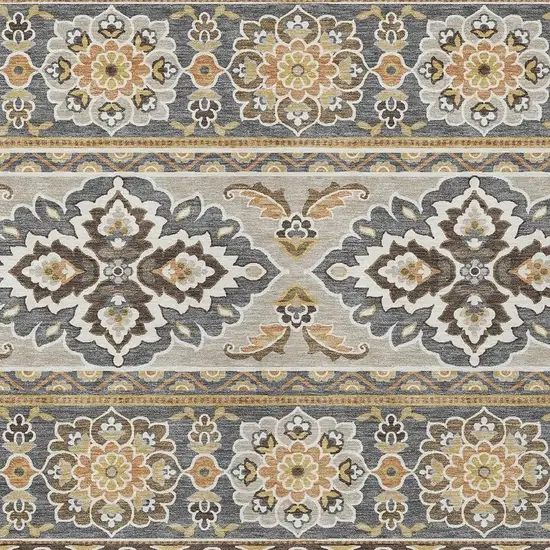 Gray And Ivory Tribal Washable Indoor Outdoor Area Rug Photo 5
