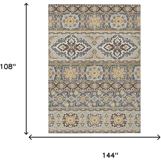 Gray And Ivory Tribal Washable Indoor Outdoor Area Rug Photo 9