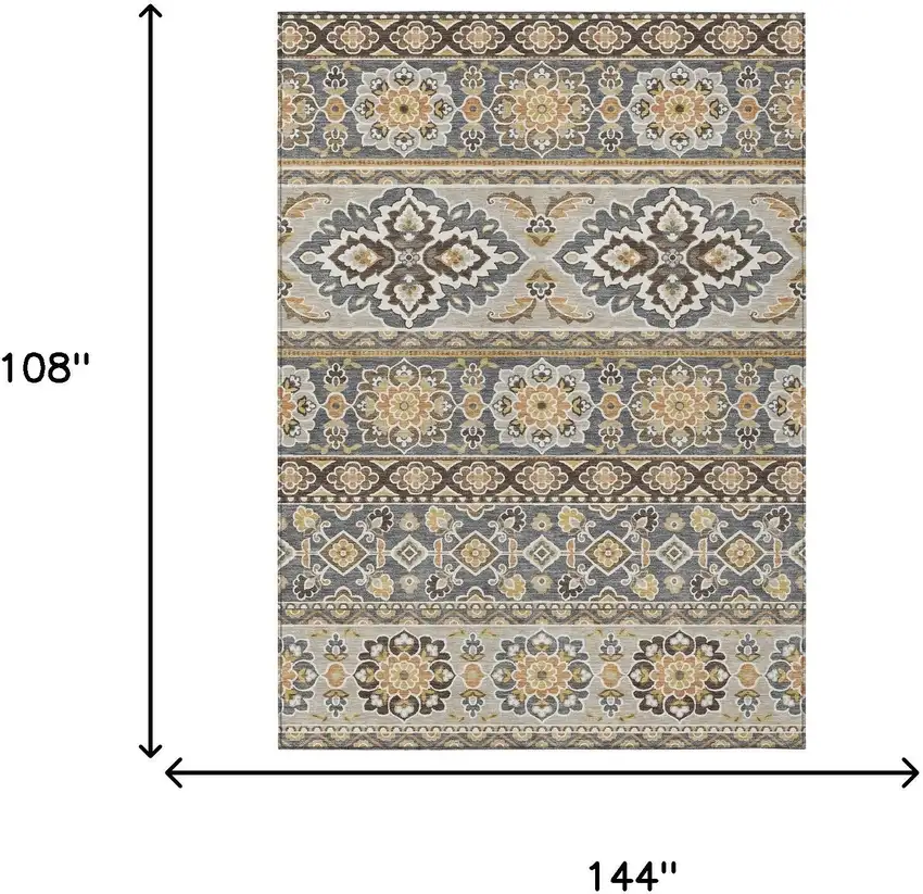 Gray And Ivory Tribal Washable Indoor Outdoor Area Rug Photo 9