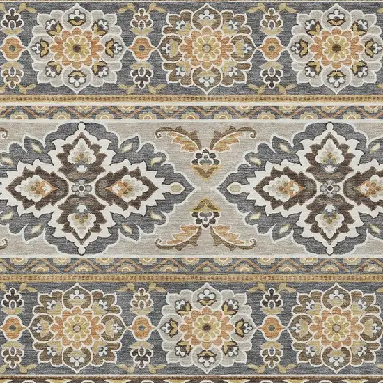 Gray And Ivory Tribal Washable Indoor Outdoor Area Rug Photo 3