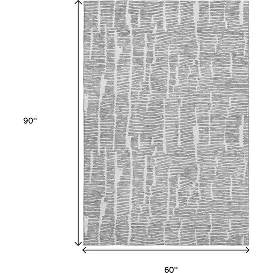 Gray And Ivory Vermicular Washable Area Rug With UV Protection Photo 3