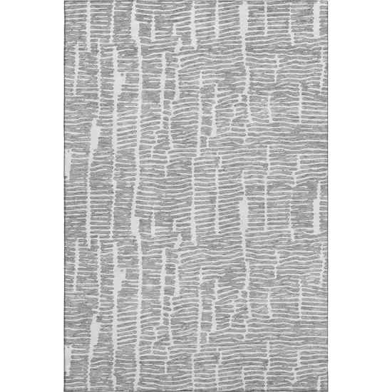 Gray And Ivory Vermicular Washable Area Rug With UV Protection Photo 1