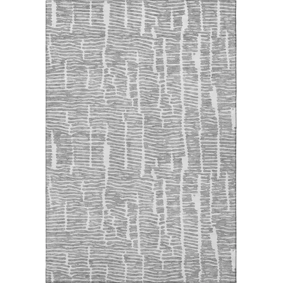 Gray And Ivory Vermicular Washable Area Rug With UV Protection Photo 4