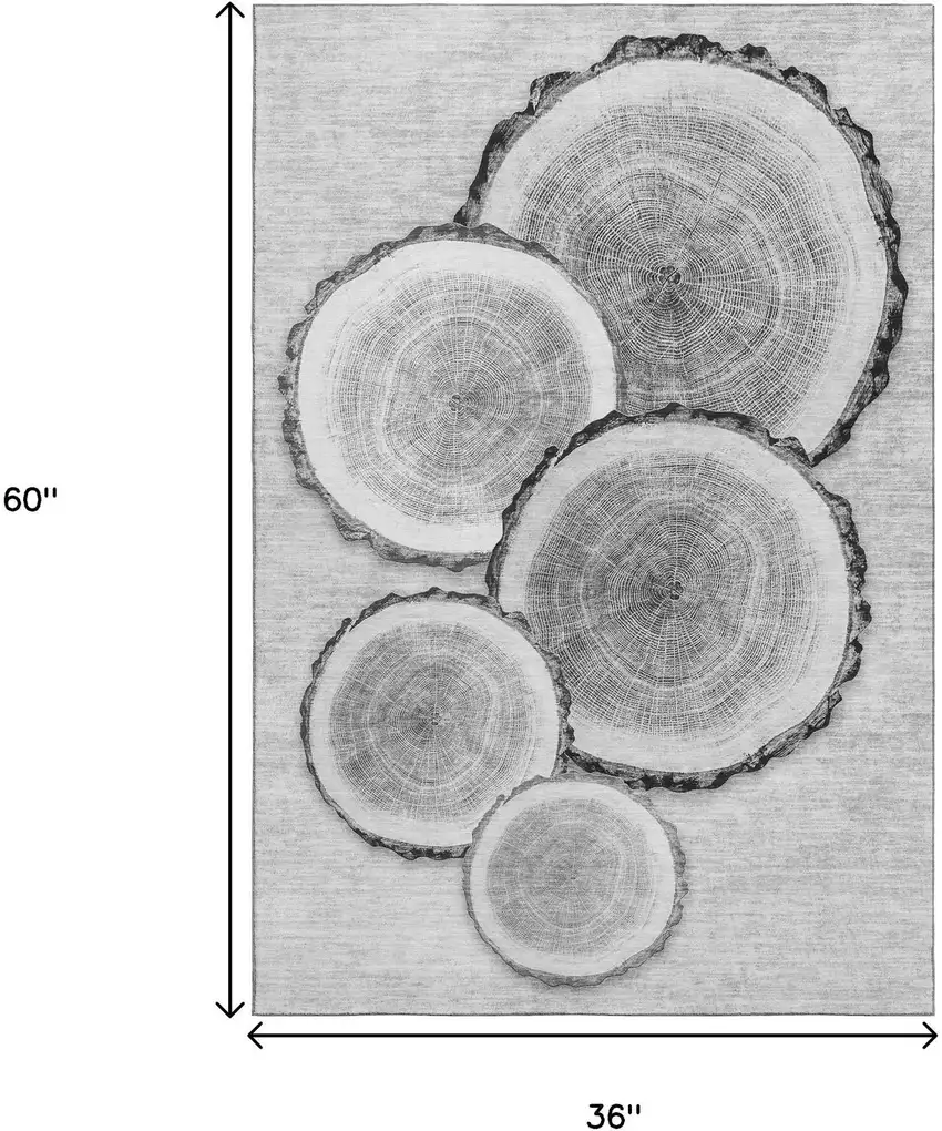 Gray And Ivory Woodland Lodge Washable Area Rug With UV Protection Photo 3