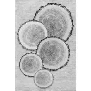 Photo of Gray And Ivory Woodland Lodge Washable Area Rug With UV Protection