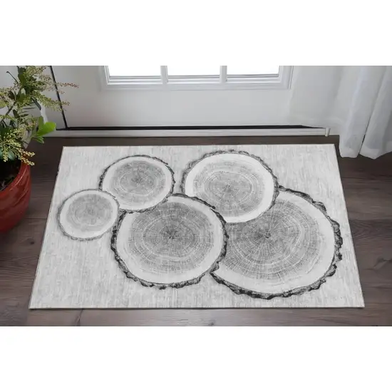 Gray And Ivory Woodland Lodge Washable Area Rug With UV Protection Photo 2