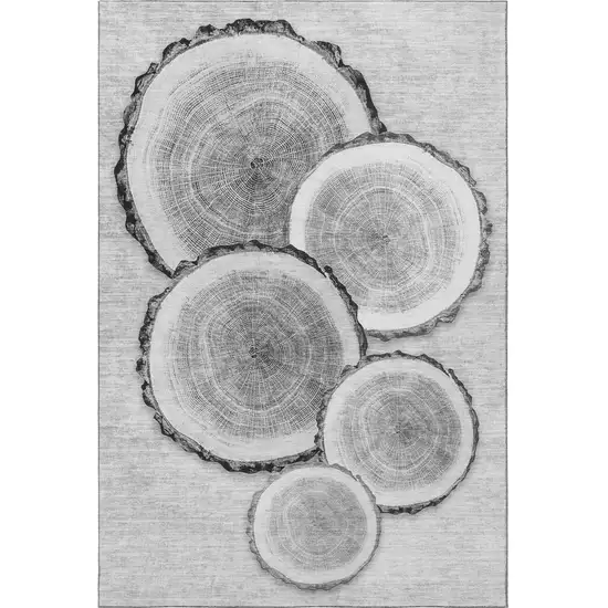 Gray And Ivory Woodland Lodge Washable Area Rug With UV Protection Photo 3