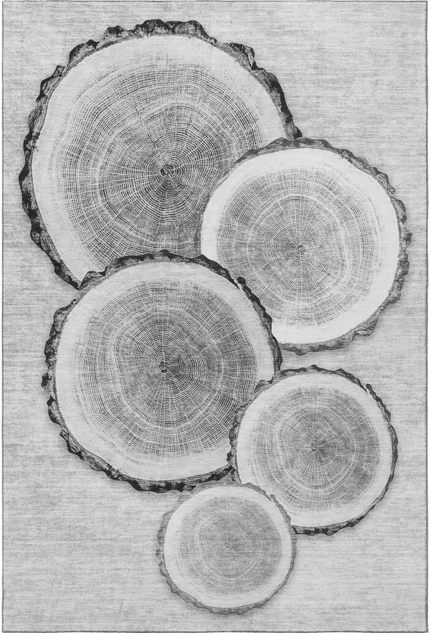 Gray And Ivory Woodland Lodge Washable Area Rug With UV Protection Photo 3